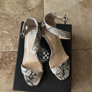 Vince Camuto snake print heels